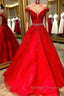 Red v neck tulle lace long prom Dresses red tulle Prom Dresses