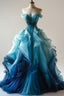 Retro Light Off The Shoulder Tulle Blue Prom Dresses Prom Dresses Prom Dresses