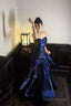 Retro Mermaid Spaghetti Straps Royal Blue Long Length Prom Dresses