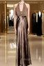 Retro Mermaid V Neckline Chiffon Brown Evening Dress Prom Dresses