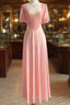 Retro Pink Long Bridesmaid Dresses Lace Prom Dress