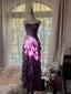 Retro Strapless Grape Purple Fungus Curled Skirt Chiffon Long Prom Dresses
