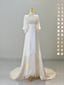 Romantic Wedding Gowns Bridal Dresses A-Line Square Neck Satin Wedding Dresses Ivory Wedding Dress Modest Wedding Gown