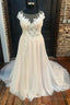 Round Neck Cap Sleeve A-Line Long Wedding Dresses