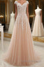 Round Neck Pink Lace Prom Dress Pink Lace Prom Dress