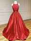 Round Neck Red Lace Long Prom Dress Red Lace Prom Graduation Dress