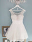 Round Neck White Short Lace Prom Dresses, White Short Lace Homecoming Dresses/Graduation Dress