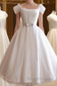 Round-Neck White Tulle Short Retro Prom Dresses, Retro Wedding Dresses