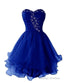 Royal Blue Beading Sweetheart Short Dresses With Ruffles Homecoming Dresses
