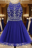 Royal Blue Homecoming Dress , Tulle Beaded Party Dress, Cute Party Dress