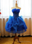 Royal Blue Knee Length Prom Dress with Applique, Short Prom Dress