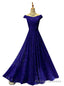 Royal Blue Lace Prom Dress Floor Length Bridesmaid Dress