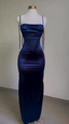 Royal Blue Straps Backless Satin Long Prom Dresses Prom Dresses