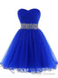 Royal Blue Sweetheart Pleats Beading Sequins Homecoming Dress