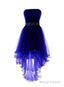 Royal Blue Tulle High Low Scoop Homecoming Dresses, Blue Party Dress,High Low Formal Dress