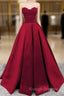 Ruched Satin Strapless Ball Gown Floor Length Dresses