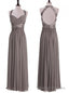 Elegant Halter A Line Floor Length Grey Bridesmaid Dress