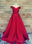 Satin Off the Shoulder Long Prom Dress, Junior Prom Dress