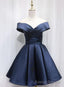 Satin Sweetheart Bridesmaid Dress, Off Shoulder Short Formal Dress