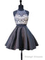 Scoop Neckline Beaded Backless Black Short Homecoming Dress