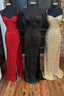 Sequins Queen Anne Lace-Up Prom Dresses Long With Slit