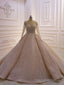 Sequins V Neck Long Sleeve Beading Wedding Dress