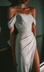 Sexy A Line Off The Shoulder Long Formal Prom Dress Slit Sequin Prom Dress