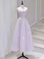 A-Line Sleeveless Pink Floral Long Prom Dresses