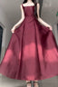 Sexy A Line Square Neckline Sleeveless WomenS Burgundy Holiday Dress Vacation Dresses Birthday Dress