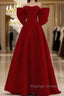 A Line Strapless Red Long Prom Dresses