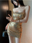 Sexy Champagne Tube Top Sequined Hip 17Th Birthday Homecoming Dress