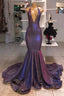 Sexy Deep V Neck Chiffon Mermaid Prom Dress Sequins Long