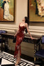 French Mermaid Spaghetti Straps Burgundy Prom Dress Birthday Outfits Prom Gowns