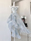 High Low Straps Blue Prom Dress 21Th Birthday Outfit