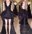 Layered Hi-Lo Lace Black Prom Dress