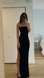 Mermaid Black Strapless Slit Prom Dress 17Th Birthday Outfits