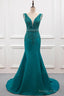 Mermaid Deep V-Neck Beading Prom Dress
