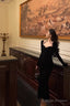 Mermaid Halter Long Sleeves Velvet Black Prom Dress Birthday Outfits