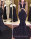 Mermaid Lace Black Gold Prom Dress