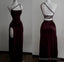 Mermaid One Shoulder Floor Length Burgundy Backless Prom Dresses