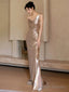 Sexy Mermaid Sequin Backless Floor Length Evening Dress Prom Dresses