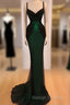 Mermaid Sequin Long Dark Green Lace Prom Dresseses
