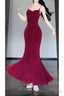 Mermaid Spaghetti Straps Christmas Dresses Burgundy Prom Dress Birthday Outfits