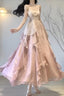 Mermaid Spaghetti Straps Ombre Pink Chiffon Dresses Prom Dress Long Birthday Outfits