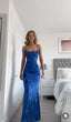Sexy Mermaid Spaghetti Straps Royal Blue Long Evening Dress Party Dress Prom Dress