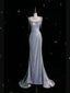 Mermaid Spaghetti Straps Sequin Silver Prom Gown Long Prom Dress
