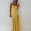 Mermaid Spaghetti Straps Sleeveless Prom Dresses Yellow Prom Dress