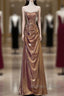Mermaid Strapless Sequin Brown Long Prom Dress