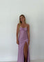 Mermaid Straps Lilac Slit Long Prom Dresses