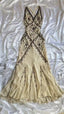 Sexy Mermaid Straps Long Prom Dress Beaded Backless Formal Prom Dress